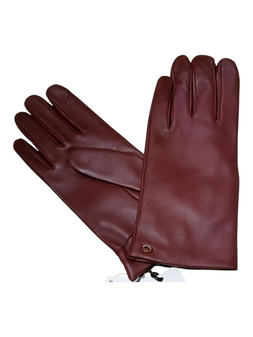 NEW COACH LEATHER TECH GLOVES SCULPTED SIGNATURE BURGUNDY WINE SIZE 8 - Picture 5 of 5